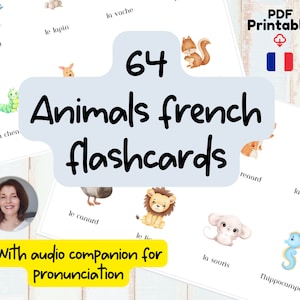 Printable Animals French Flash Cards France Toddlers Flashcards Downloads Montessori Educational Print three parts cards homeschooling