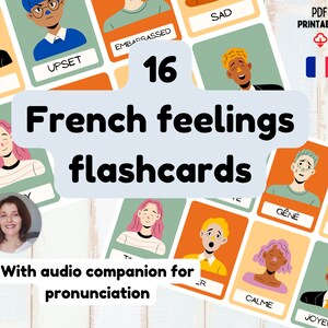 フランスのフラッシュカード フランス語のフラッシュカード 感情 モンテッソーリ 学習 ホームスクール 子供 キッズ ティーンエイジャー 大人