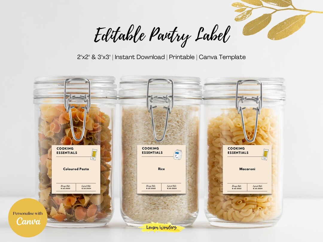 Editable Pantry Labels Template Printable Pantry Sticker Etsy