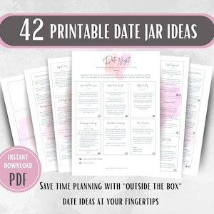 42 Date Night-kaarten voor Date Night Jar | Ideeën voor een date night | Eenjarig jubileumcadeau voor vriend | Papieren jubileumcadeaus voor haar