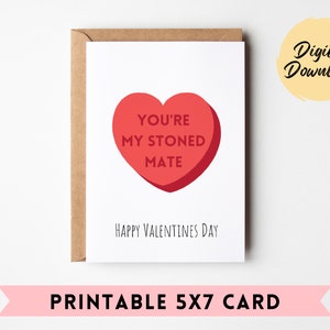 Tu es mon Stoned Mate Stoner Valentine | Carte de Saint Valentin Stoner Sweets | Cannabis Saint-Valentin | Coeurs de bonbons drôles | Cadeaux pour les fumeurs