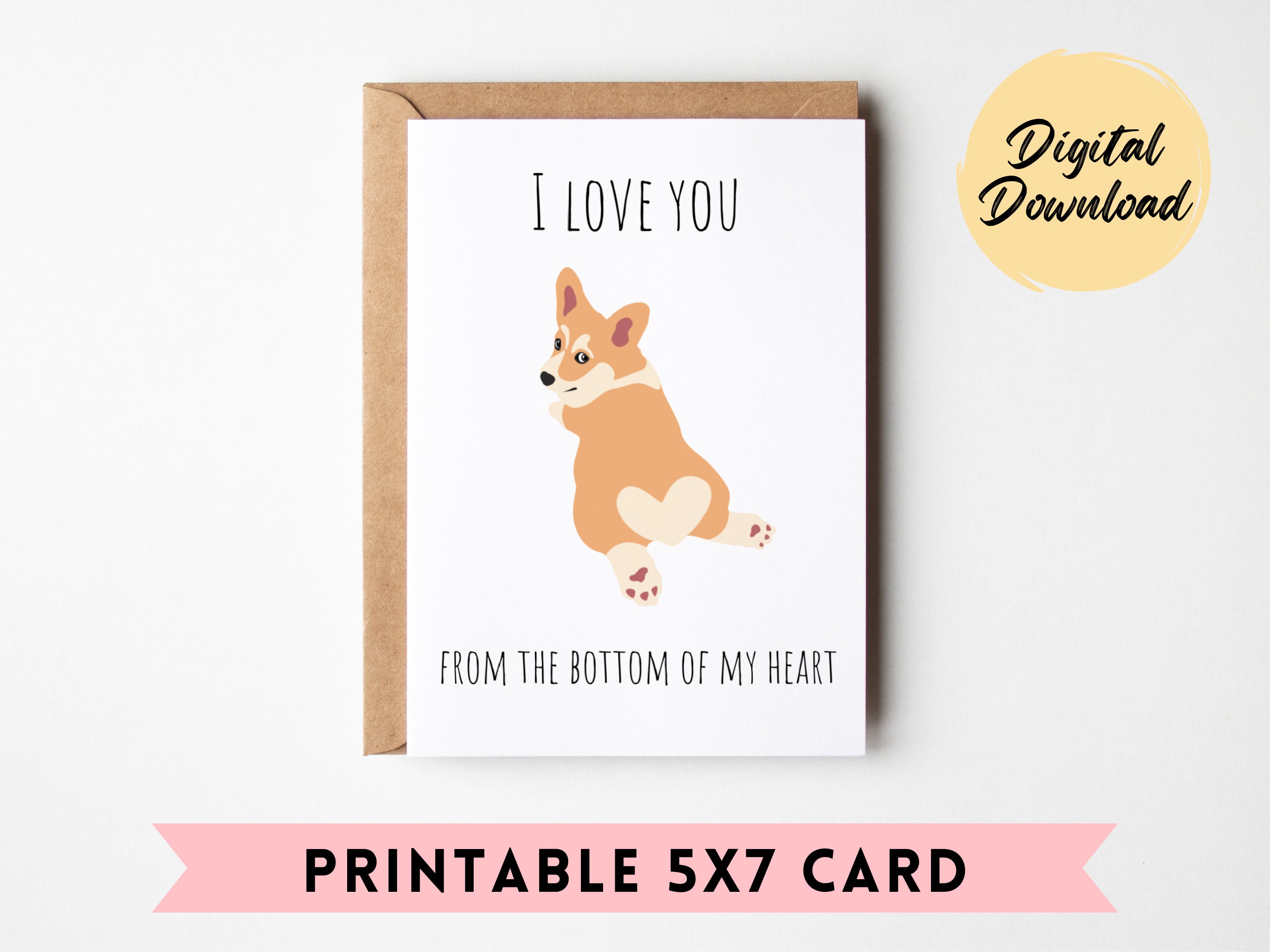 Corgi Love Pop-Up Valentinstagskarte – Handgemacht, 3D-Effekt & Mit Umschlag