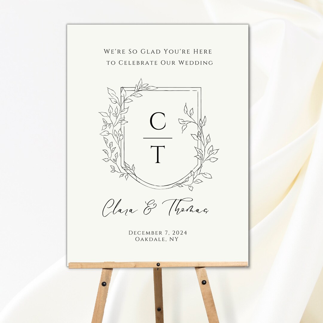 Editable Vintage Wedding Sign Template, We're so Glad You're