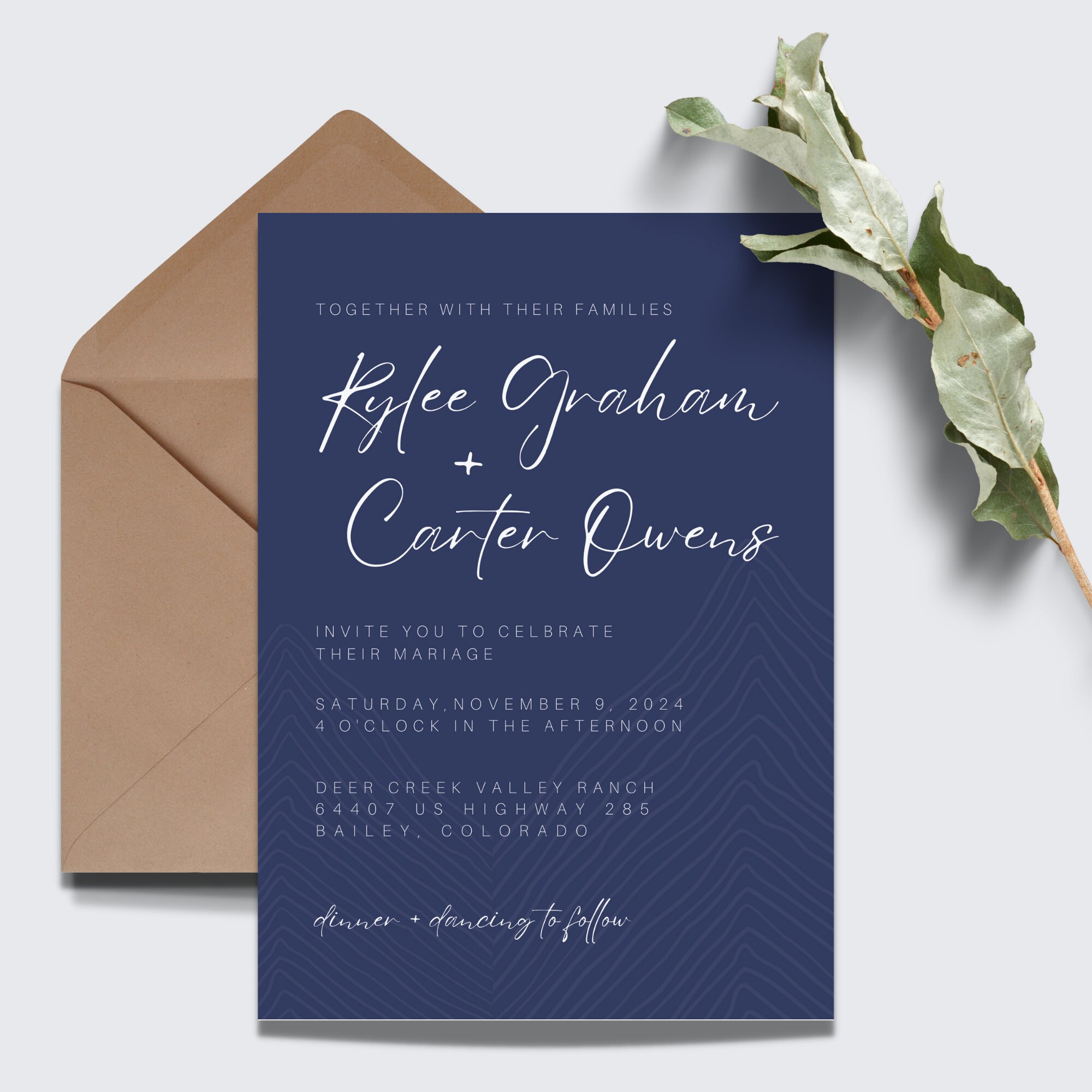 Editable Mountain Wedding Invitation Card Template Outdoor - Etsy