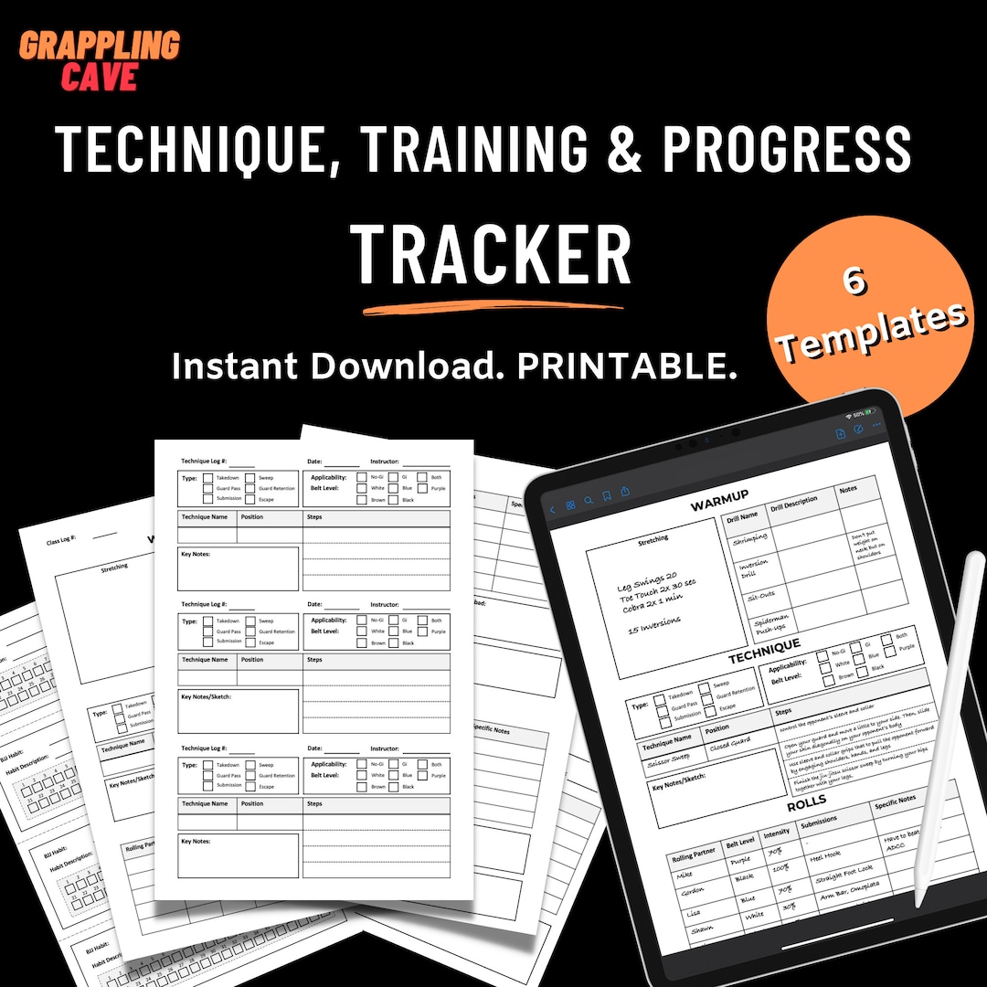 Jiu Jitsu Journal BJJ Technique Tracker BJJ Progress Tracker Etsy
