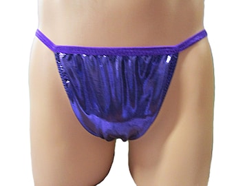 Bikini de tiras, parte trasera completa clásica, micropuntos metálicos de elastano