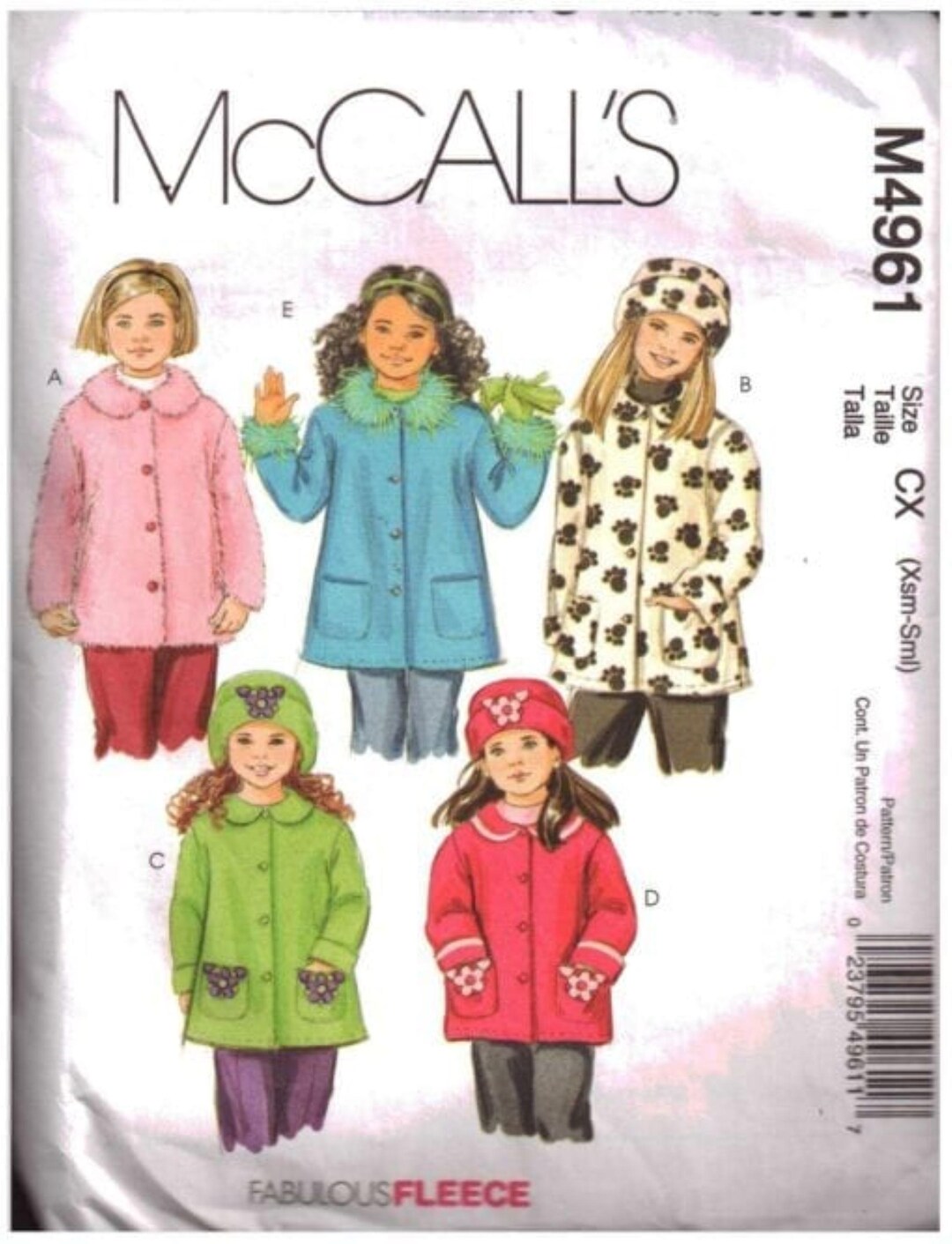 Mccall's Sewing Pattern M4961, Girls Pattern, Jackets, Hat & Coats ...