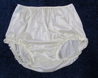 Nylon Tricot, Diaper Cover - High Waist Brief, 12" Sides, 10” Crotch, Lace Legs