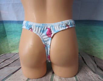 Tanga para hombre, estampados de punto cepillado, parte delantera plana mediana