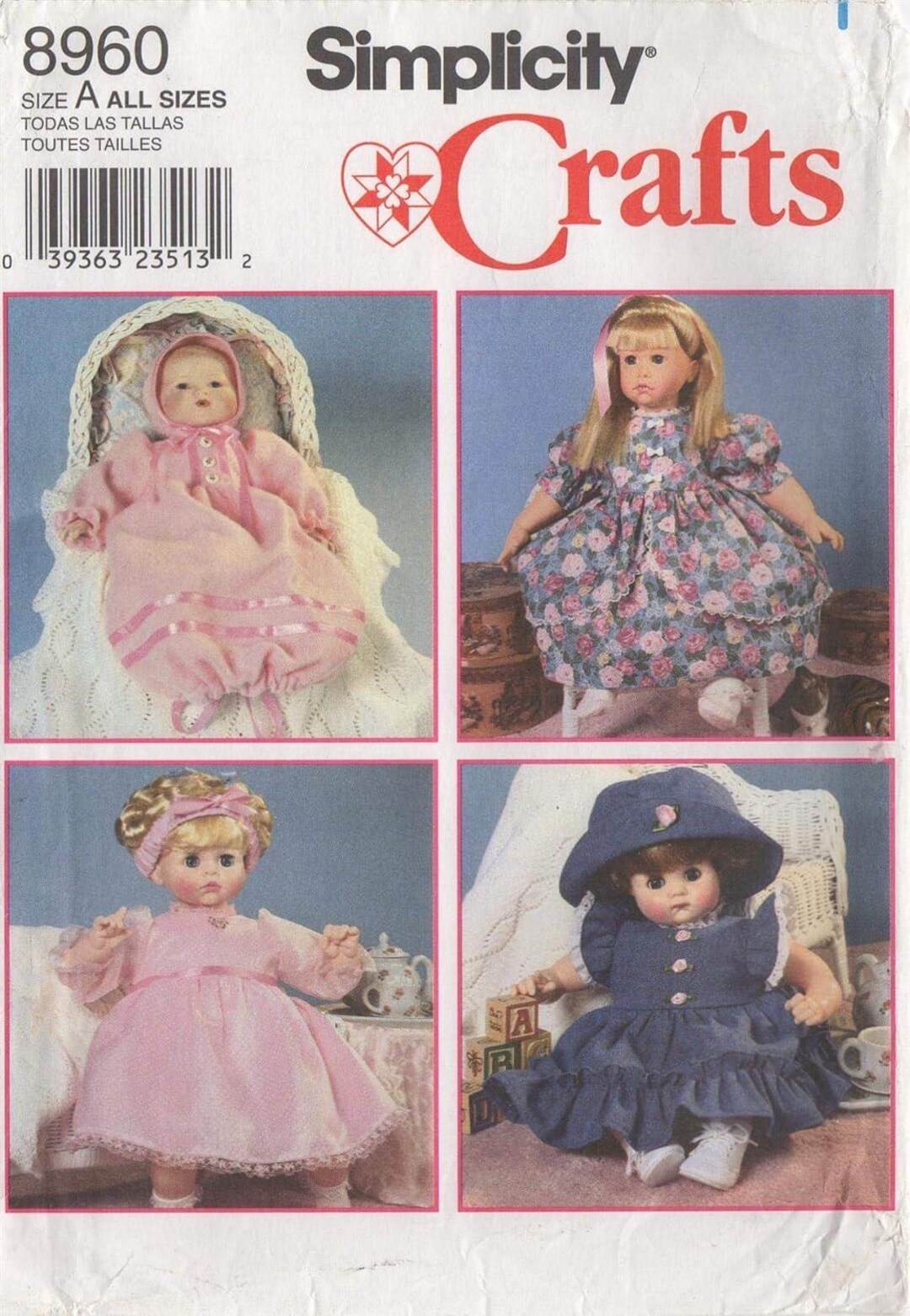 Simplicity Crafts Sewing Pattern 8960, Doll Dress, Bonnet & Panties ...