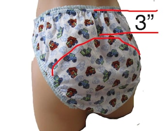 High Waist 8" Brief-Lined Front, Cotton Knit Prints, Picot Trim - Colors #2