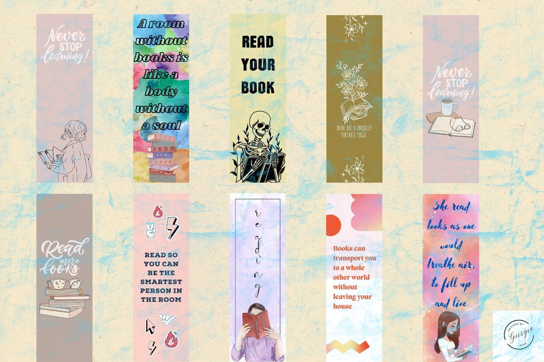 10 Printable Bookmarks Template Printable Bookmarks Set Bookmarks