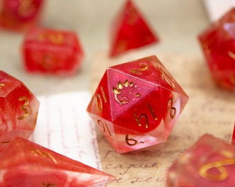 Lion&#39;s Bravery • Handcrafted Sharp Edge Dice Sets for Dungeons & Dragons and Tabletop RPGs