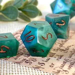 Verdant Gleam • Handcrafted Sharp Edge Dice Sets for Dungeons & Dragons and Tabletop RPGs