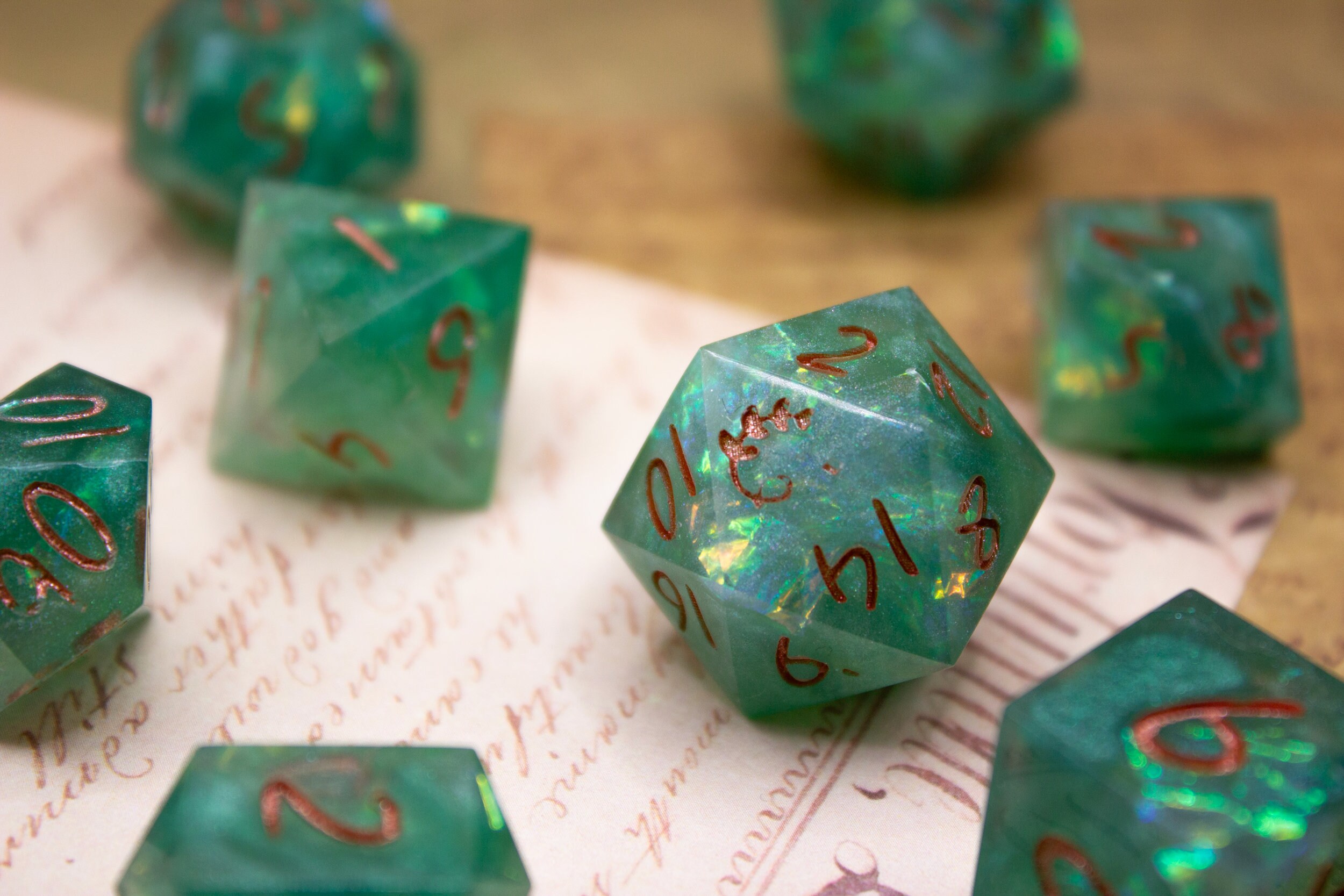Forest's Whim • Handcrafted Sharp Edge Dice Sets for Dungeons & Dragons and Tabletop RPGs