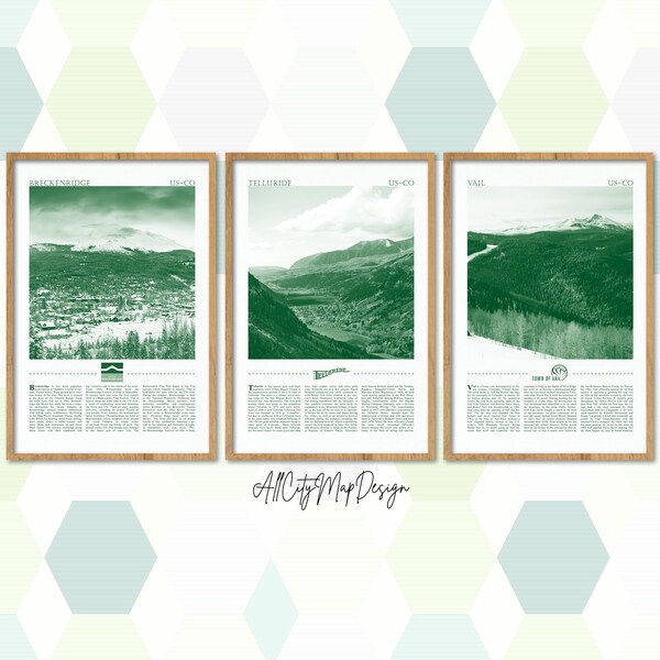 Telluride Going Away Gift, Breckenridge Hometown Gift, Vail 1st Anniversary Gift, Photo Gift, Printable Skyline, Vacation Memory Map Gift