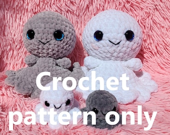 Ghost family Crochet Pattern, Digital download PDF file Halloween Ghost, Plush toy stuffy, amigurumi tutorial, Stuffed animal blueprints