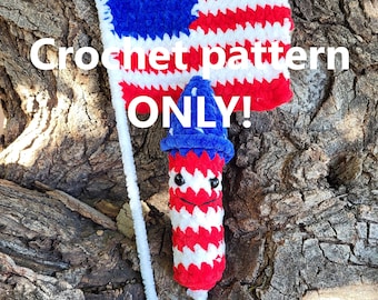 Häkelanleitung Flagge und Feuerwerk, 4. Juli, Unabhängigkeitstag, digitaler Download als PDF-Datei, Stofftier-Plüschtier, patriotisches Amigurumi-Tutorial