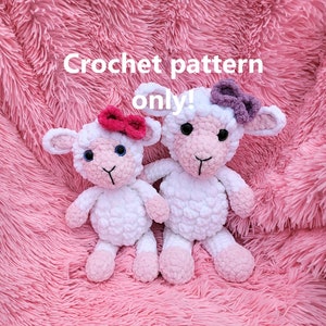 Baby Lamb and Mommy Sheep Crochet Pattern, Digital download PDF file, BOGO pattern, Plush toy stuffy, amigurumi tutorial image 1