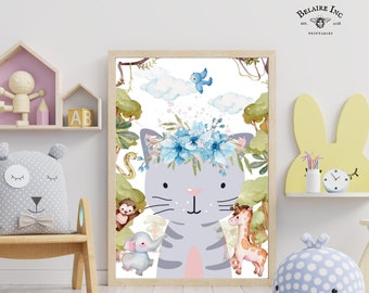 Whimsical Nursery Playroom Baby Room Art | Cute Children Art Watercolor | 5 Sizes PRINTABLE Digital Whimsical Art | 080