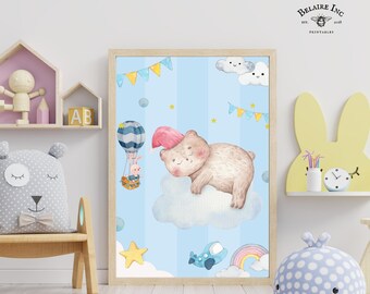 Whimsical Nursery Playroom Baby Room Art | Cute Children Art Watercolor | 5 Sizes PRINTABLE Digital Whimsical Art | 084