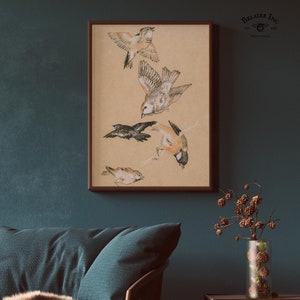 Moody Old Masters Birds Oil Painting | Vintage Printable Birds Artwork | Digital Antique Art in 5 Sizes | 016