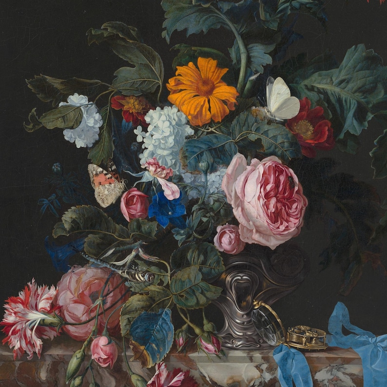 Moody Old Masters Flower Oil Painting | Vintage Floral Still Life Oil ...