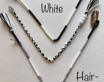 Black and White - Black and White Hair Wraps - Braid in - Clip in - Hair accessories - Handmade