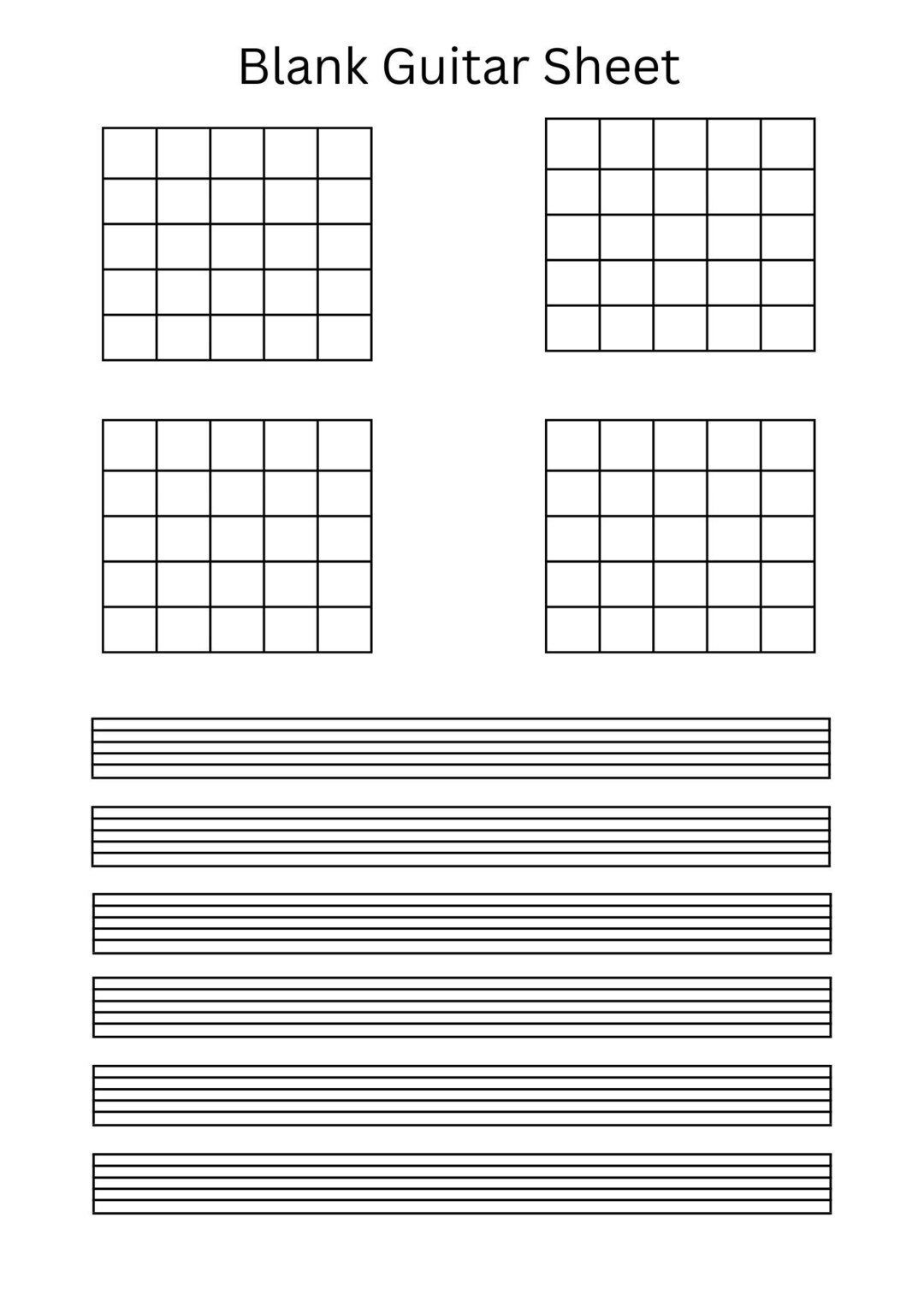 Printable Bundle Blank Guitar Sheets size A4 - Etsy