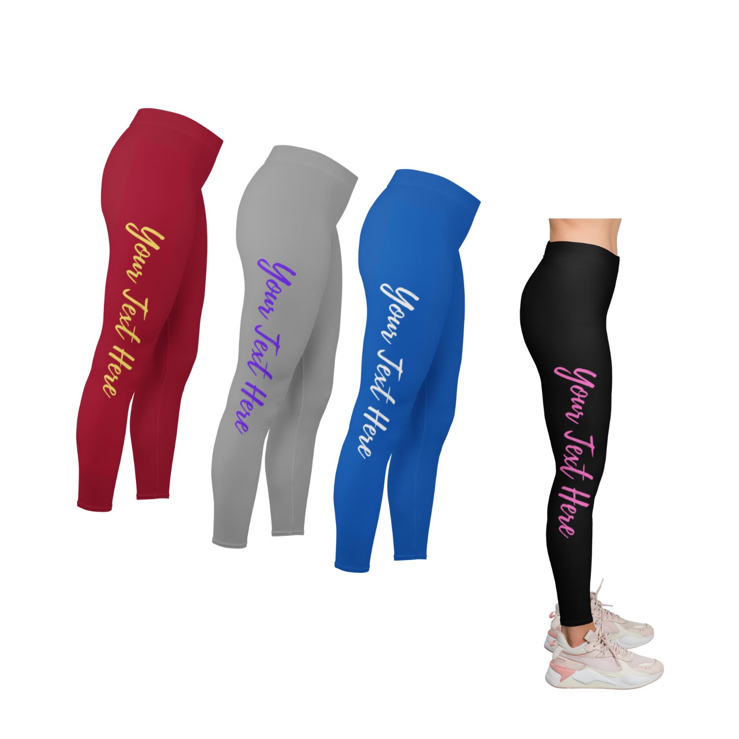 Custom Leggings - Personalized Design Your Own Yoga Pants - Customized Text  Workout Leggings