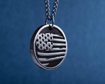 Necklace with the United States Flag. The Stars and Stripes Pendant. U.S. Flag Medallion, 4th July Gift, We the People of the United States