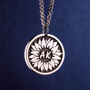 Personalized Sunflower Necklace Named Pendant Gift for Mom Necklace Women initial Pendant Sunflowers Charm Daughter Jewelry for Girlfriend