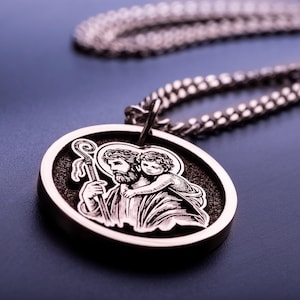 Saint Christopher Necklace Handmade St Christopher Pendant Catholic Jewelry Religious Men Gift Personalized Christian Confirmation Pendant