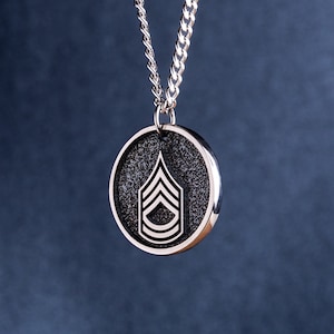 American Army Necklace. US Military Rank Insignia Necklace. Military Member Gift U.S. Army Sergeant (SFC) sleeve insignia Veterans Day Gift
