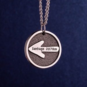 Camino de Santiago Necklace Camino Arrow Pendant Pilgrim Jewelry Camino de Santiago distance Charm Custom Peregrino Gift Pilgrim Jakobsweg