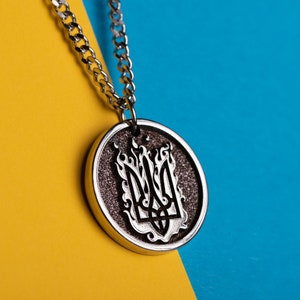 Ukraine Tryzub Necklace. Personalized Pendant With Ukrainian National Emblem Trident