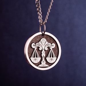 Collana con segno zodiacale della Bilancia, ciondolo con simbolo della Bilancia, regalo per l&#39;oroscopo, collana con costellazione della Bilancia Zigos e personalizzazione