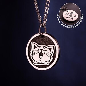 Glückliche Katze Halskette lächelnde Katze Anhänger Katzenliebhaber Geschenk für Katzen Besitzer Schmuck Kitty Liebhaber präsentieren Feline Weihnachtsgeschenke für Freundin