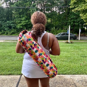 Multicolor Floral Fabric Yoga Mat Bag |Colorful Yoga Mat Shoulder Bag | Personalized Yoga Mat Bag| Yoga Mat Bag With Pocket| Gifts For Her