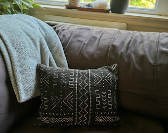 Handmade Mudcloth Print Pillow Cover | African Decor, 12x16 in