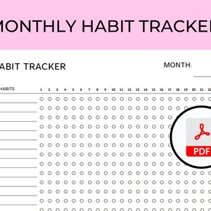 Printable Monthly Habit Tracker, Habit Tracking PDF, Habit Tracker Template, Routine Tracker, Landscape A4 & US Letters Size