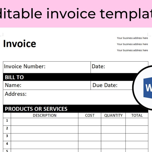 Printable invoice template