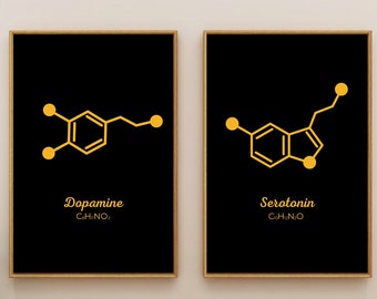 Dopamine Serotonin Molecule Art Print, Geeky Home Decor (Digital Download)