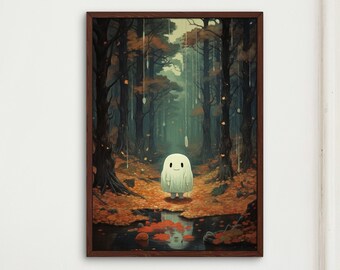 Ghost's walk in the forest, Trippy Wall Art, Retro Vintage Art, surreal science fiction fantasy sci-fi, Digital download Printable art