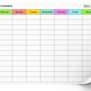 staff weekly work schedule - editable