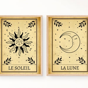 Sun & Moon Tarot Art Prints. Set of 2 Celestial Wall Art, Boho home Décor. digital Wall Art. Wall Prints. Moon Gift. Bedroom Décor, witches
