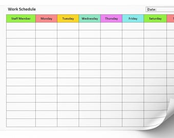 staff weekly work schedule - editable