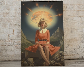 Supernova Retro Space Art Print, Surreal Sci-Fi Fantasy (Digital Download)