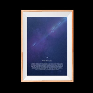 The Pale Blue Dot, Carl Sagan Inspirational Quote, Digital art astronomy poster, pale blue dot, NASA, Voyager Probe
