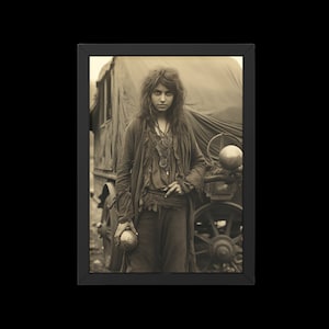 Fotografía vintage de adivino gitano, arte académico oscuro, cartel oculto, decoración gótica del hogar, folklore demoníaco del arte wiccan, arte imprimible